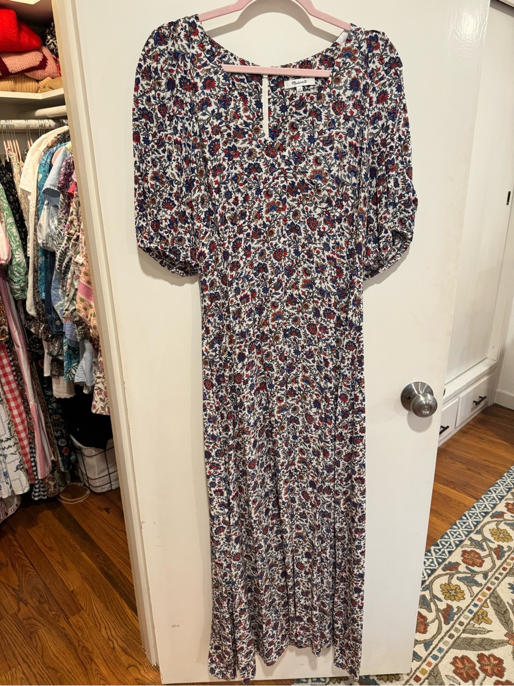 Madewell Floral Maxi Dress in Red, Blue and Cream - Picture 7 of 7